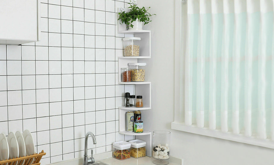 5 Tier Zig Zag Corner Wall Shelf