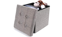 Foldable Tufted Square Cube Foot Rest Storage Ottoman