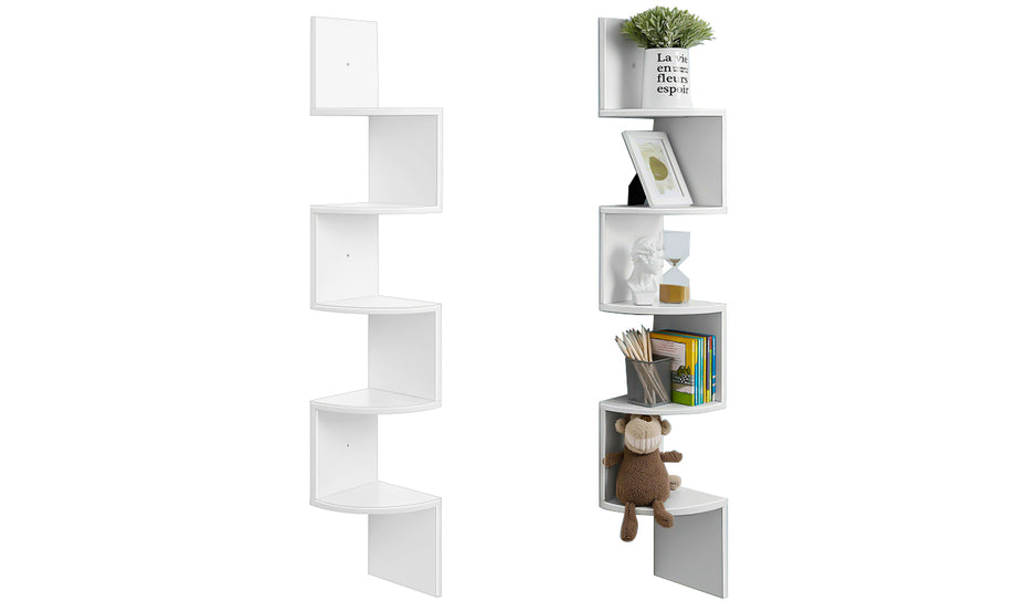 5 Tier Zig Zag Corner Wall Shelf