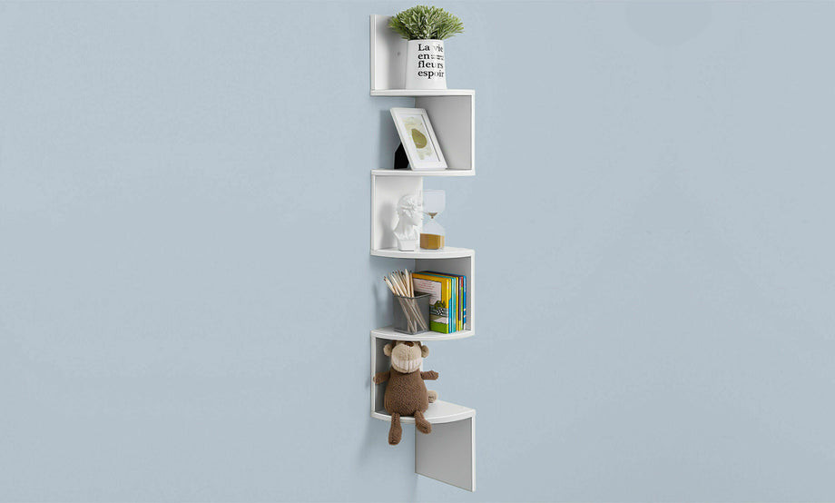 5 Tier Zig Zag Corner Wall Shelf