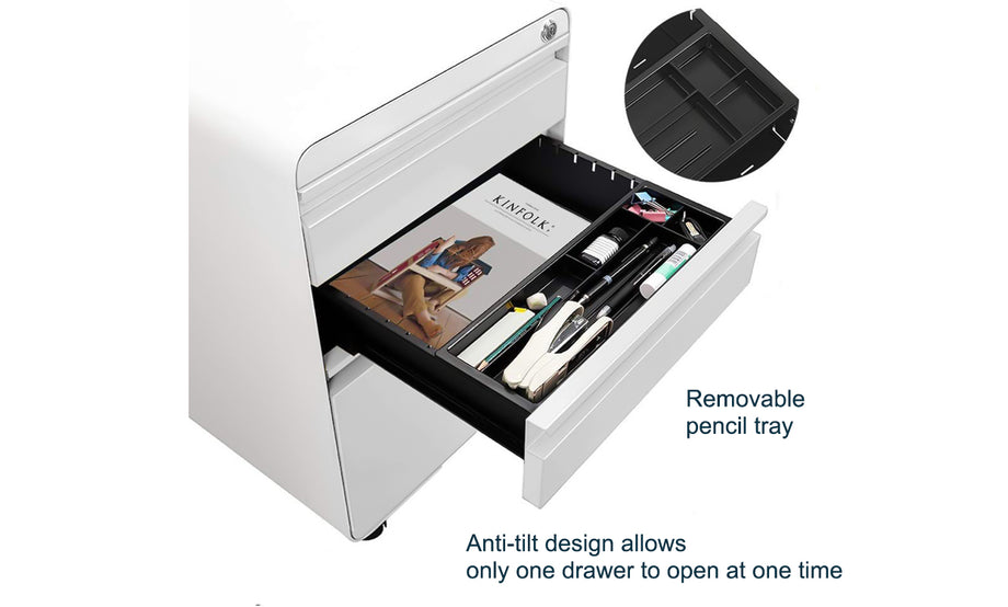 Dripex 3-Drawer Mobile Vertical Filing Cabinet