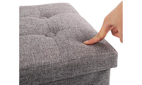 Foldable Tufted Square Cube Foot Rest Storage Ottoman