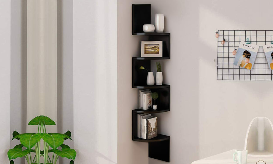 5 Tier Zig Zag Corner Wall Shelf