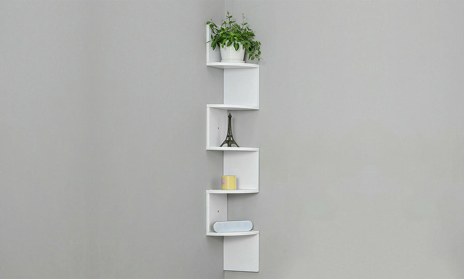 5 Tier Zig Zag Corner Wall Shelf