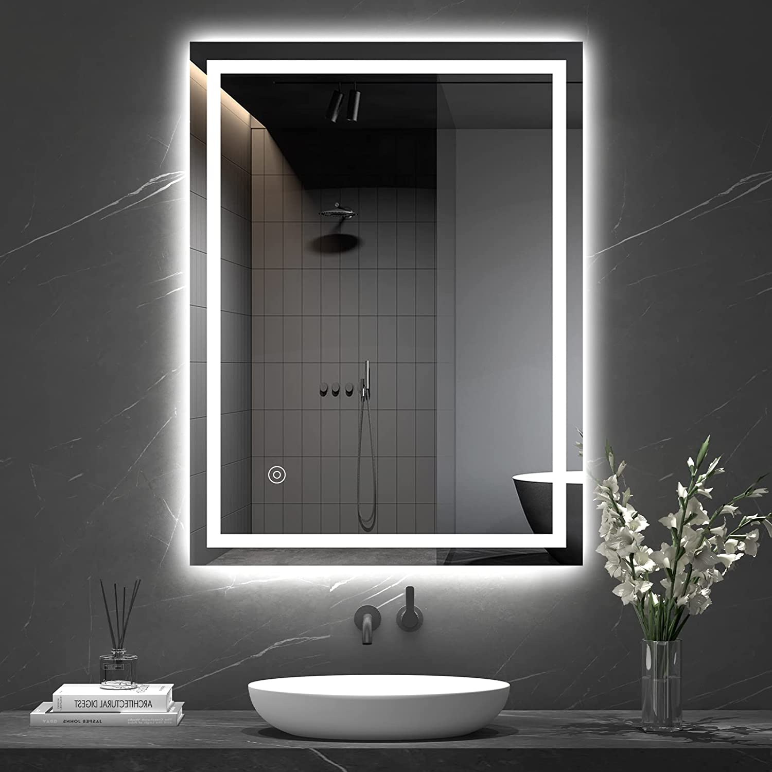 Dripex Bathroom Mirror with LED Lights, 600*800 MM Illuminated Bathroo