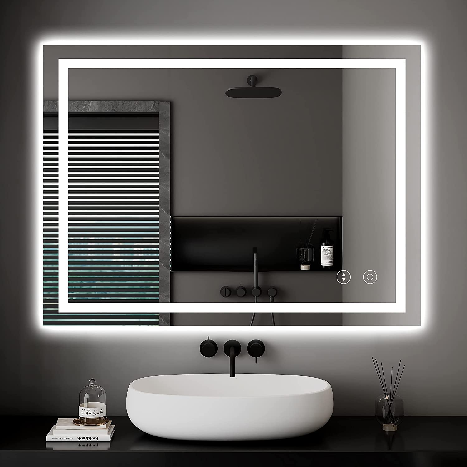 Dripex Bathroom Mirror with LED Lights, 500*700 MM Illuminated Backlit Wall  Mounted Bathroom Mirrors Vanity Mirror Dimmable Switch 3 Colors and