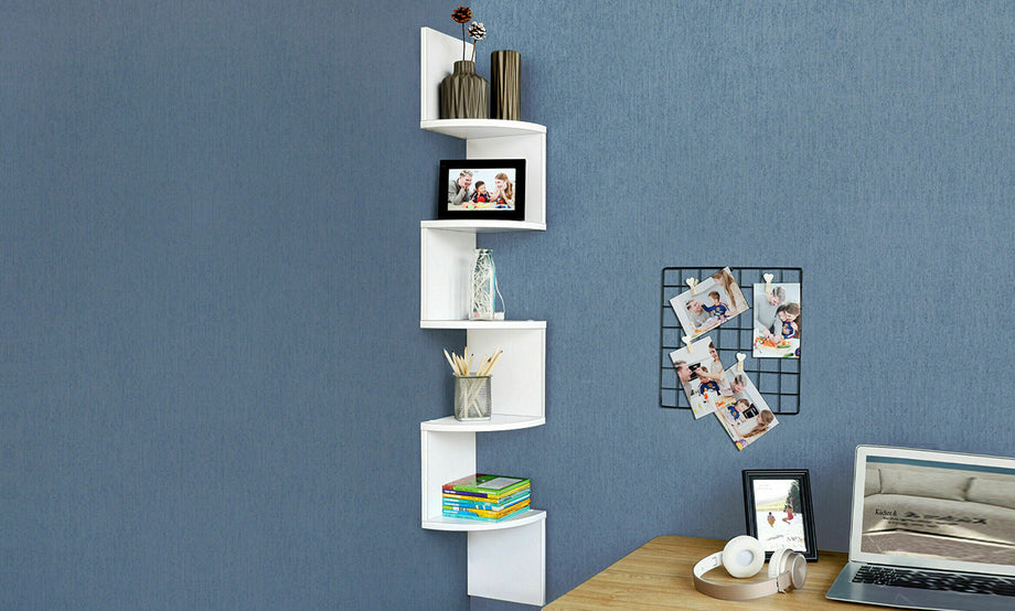 5 Tier Zig Zag Corner Wall Shelf