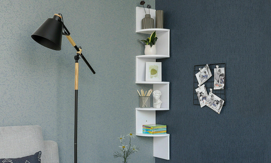 5 Tier Zig Zag Corner Wall Shelf