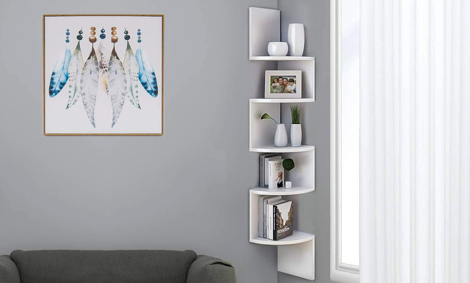 5 Tier Zig Zag Corner Wall Shelf