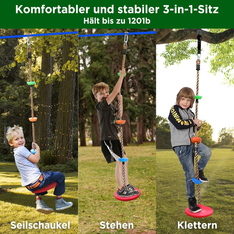 Ninja Obstacle Course for Kids Backyard - 10 Durable Obstacles and 60' Slackline - Outdoor Warrior Obstacle Playset Equipment with Gymnastic Ring, Rope Ladder, Ninja Wheel, Climbing Rope Swing