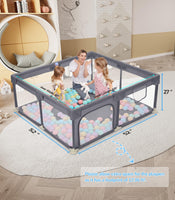 Dripex Baby Playpen, 52"×52" Play Pens for Babies and Toddlers, Safe Anti-Fall Play Yard with Gates, Baby Fence with Breathable Mesh, Indoor & Outdoor Kids Activity Center, Anchor Grey