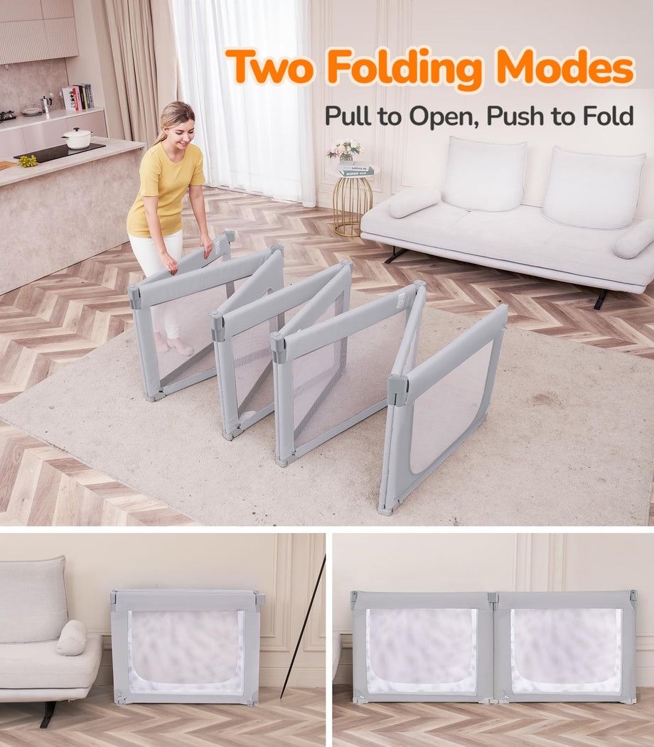 Dripex Foldable Baby Playpen, 71"×69" Play Pens for Babies and Toddlers, Safe Anti-Fall Play Yard with Gates, Baby Fence with Breathable Mesh, Indoor & Outdoor Kids Activity Center, Ash Grey