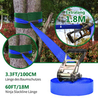 Ninja Obstacle Course for Kids Backyard - 10 Durable Obstacles and 60' Slackline - Outdoor Warrior Obstacle Playset Equipment with Gymnastic Ring, Rope Ladder, Ninja Wheel, Climbing Rope Swing