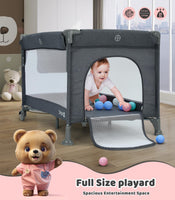 Dripex Pack and Play, 5 in 1 Baby Bassinet Bedside Sleeper, Baby Bedside Crib with Mattress, Changing Table, Removable Rocker, Foldable Playard for Newborn to Toddlers, Portable Playpen, Dark Grey