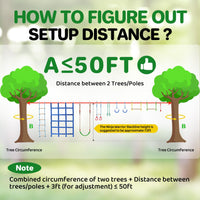 Ninja Warrior Obstacle Course for Kids Backyard - 2×50ft Slackline Kit with 10 Most Complete Accessories for Boys & Girls, Swing, Rope Ladder, Gymnastic Ring, Climbing Net, Arm Trainer and Monkey Fist