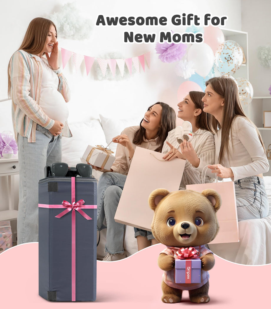 Dripex Pack and Play, 5 in 1 Baby Bassinet Bedside Sleeper, Baby Bedside Crib with Mattress, Changing Table, Removable Rocker, Foldable Playard for Newborn to Toddlers, Portable Playpen, Dark Grey