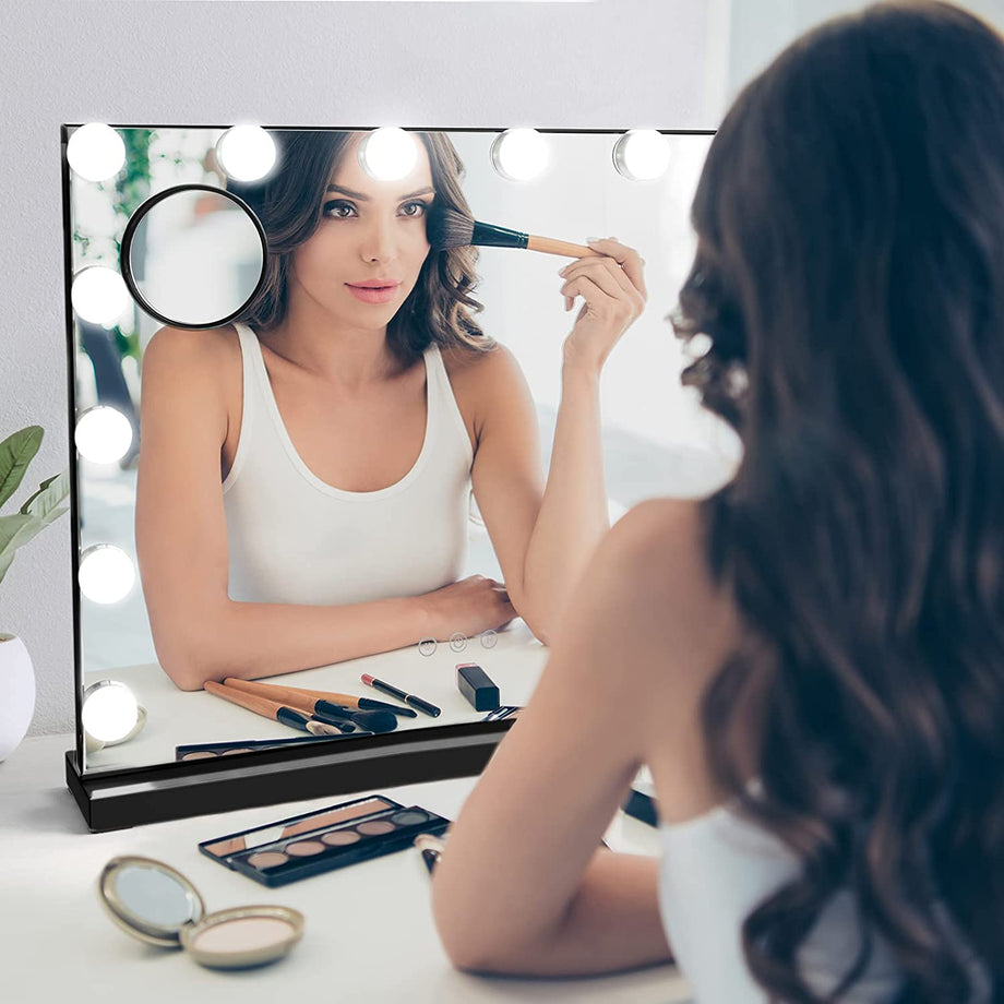Dripex Vanity Mirror with Lights, Large Hollywood Lighted Makeup Mirror with 14 Dimmable LED Bulbs, Touchscreen Control, Cosmetic Tabletop Mirror for Bedroom, Dressing Room 19.7"x 4.7"x 16.5"