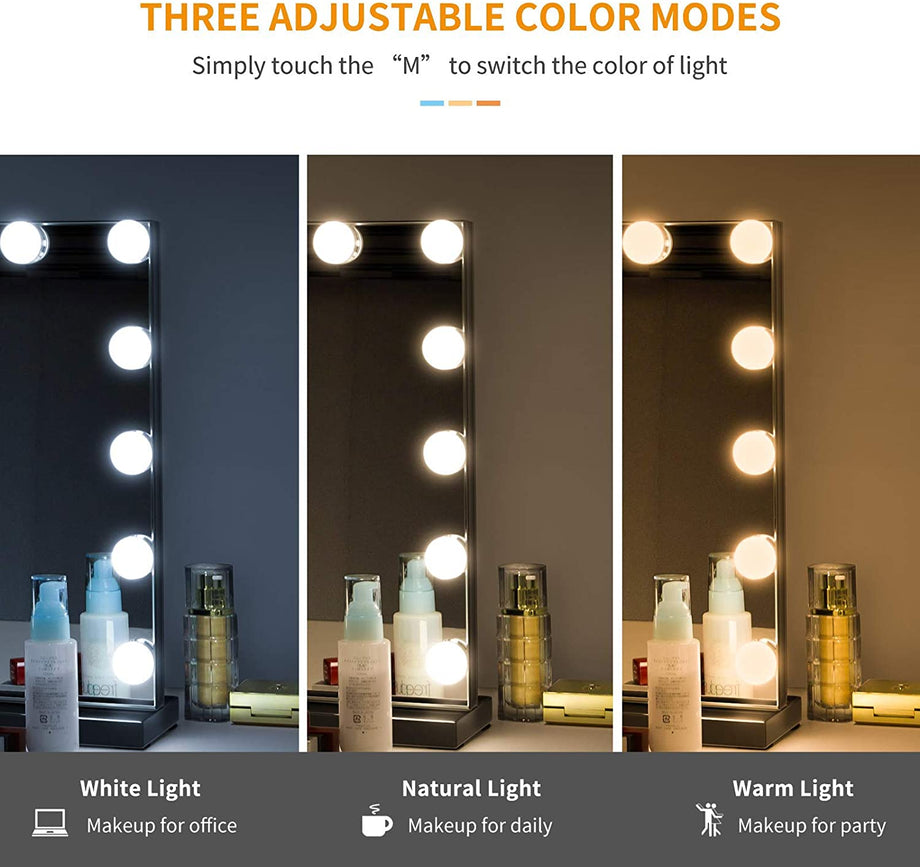 Dripex Vanity Mirror with Lights, Large Hollywood Lighted Makeup Mirror with 14 Dimmable LED Bulbs, Touchscreen Control, Cosmetic Tabletop Mirror for Bedroom, Dressing Room 19.7"x 4.7"x 16.5"