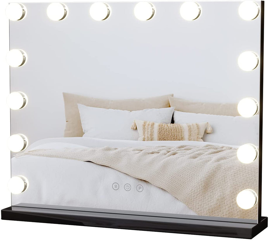 Dripex Vanity Mirror with Lights, Large Hollywood Lighted Makeup Mirror with 14 Dimmable LED Bulbs, Touchscreen Control, Cosmetic Tabletop Mirror for Bedroom, Dressing Room 19.7"x 4.7"x 16.5"
