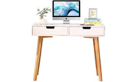 Dripex White Computer Desk, Office Desk PC Laptop Notebook Desk Writing Study Table Workstation with 2 Storage Drawers for Home Office Furniture