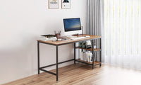Yoleo Home Office Desk with 2 Shelves 47.2 inch Office Desk with Metal Legs Industrial Style Computer Desk Modern Steel Frame Wood Desk Compact Home Office Workstation Walnut