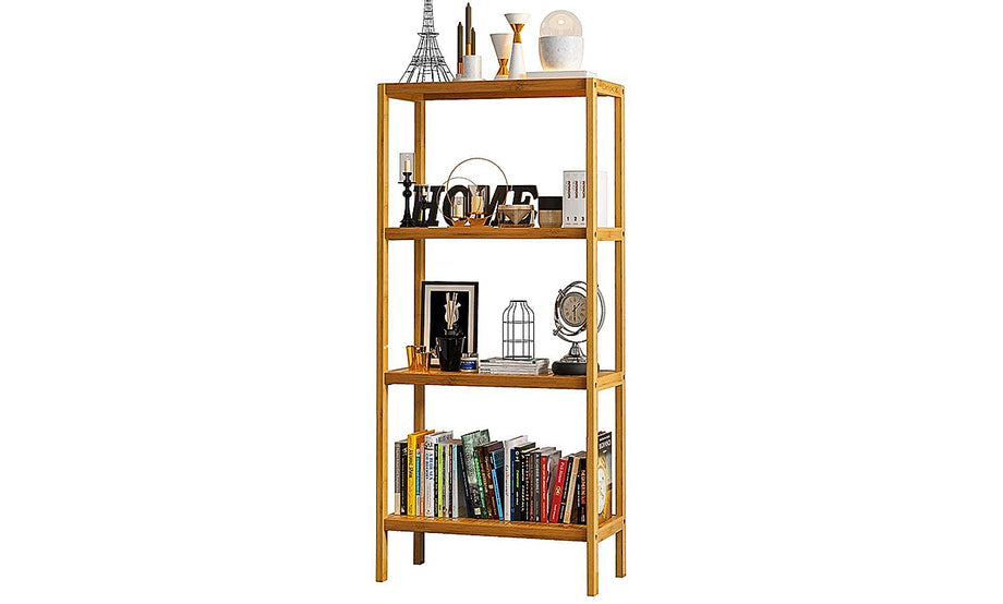 Dripex Bamboo Shelf 4 Tier Free Standing Shelf Unit Storage Shelf Rack Utility Organizer Stand for Bathroom Kitchen Living Room