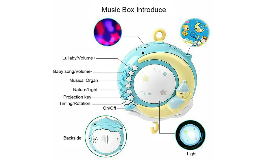 Baby Cot Bed Musical Toy Light Projector