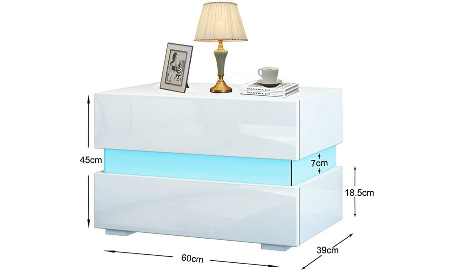 Dripex 2 Drawer LED Nightstand-45x 60 x 39cm