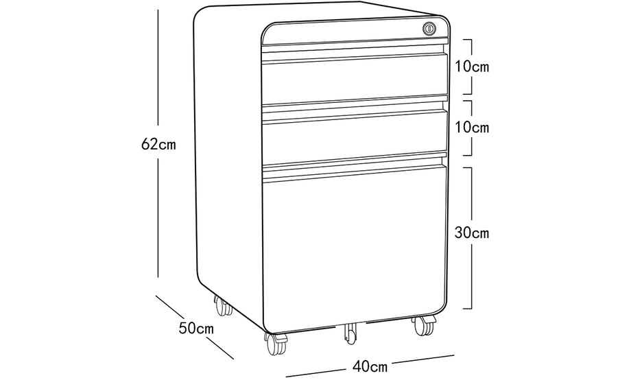 Dripex 3-Drawer Mobile Vertical Filing Cabinet