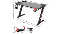 Dripex Ergonomic Gaming Desk, Z-Shaped Gaming Table for PC with Cup Holder, Headphone Hook & Stuff Storage, Black