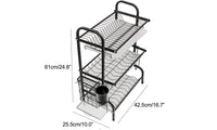 Iropro 3 Tier Dish Drainer Rack with Tray, Black Stainless Steel Kitchen Cutlery Storage Rack, Hanging Wall Mount Drying Organizer Storage Shelf Drainer for Dishes, Bowls, Utensils