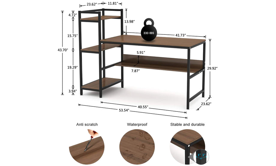Yoleo Computer Desk with 4 Tier Storage Shelves