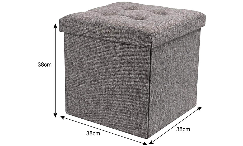 Foldable Tufted Square Cube Foot Rest Storage Ottoman