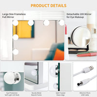 Dripex Vanity Mirror with Lights, Large Hollywood Lighted Makeup Mirror with 14 Dimmable LED Bulbs, Touchscreen Control, Cosmetic Tabletop Mirror for Bedroom, Dressing Room