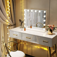 Dripex Vanity Mirror with Lights, Large Hollywood Lighted Makeup Mirror with 14 Dimmable LED Bulbs, Touchscreen Control, Cosmetic Tabletop Mirror for Bedroom, Dressing Room