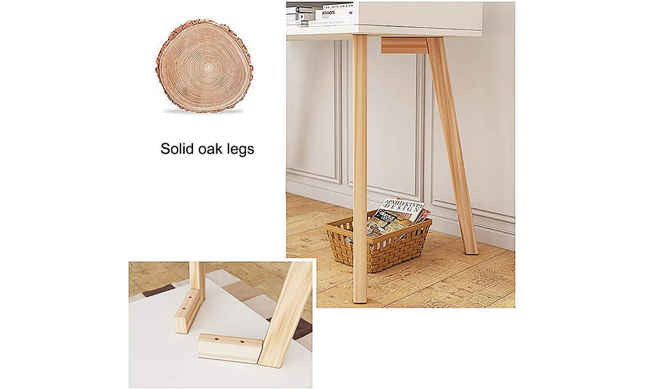 Dripex White Computer Desk, Office Desk PC Laptop Notebook Desk Writing Study Table Workstation with 2 Storage Drawers for Home Office Furniture