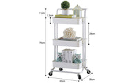 Dripex 3-Tier Rolling Multi Function Storage Trolley Utility Cart
