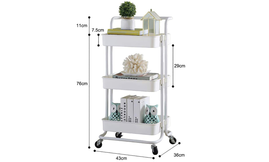 Dripex 3-Tier Rolling Multi Function Storage Trolley Utility Cart