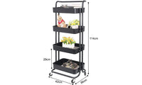 Dripex 4-Tier Rolling Multi Function Storage Trolley Utility Cart