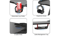 Dripex Ergonomic Gaming Desk, Z-Shaped Gaming Table for PC with Cup Holder, Headphone Hook & Stuff Storage, Black