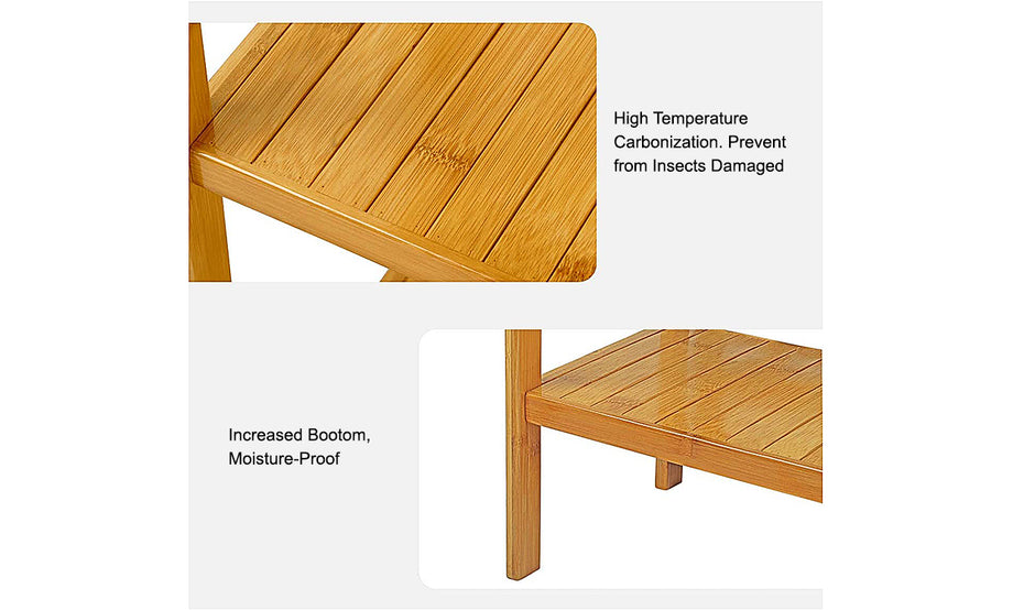 Dripex Bamboo Shelf 4 Tier Free Standing Shelf Unit Storage Shelf Rack Utility Organizer Stand for Bathroom Kitchen Living Room