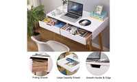 Dripex White Computer Desk, Office Desk PC Laptop Notebook Desk Writing Study Table Workstation with 2 Storage Drawers for Home Office Furniture
