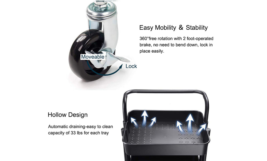 Dripex 4-Tier Rolling Multi Function Storage Trolley Utility Cart
