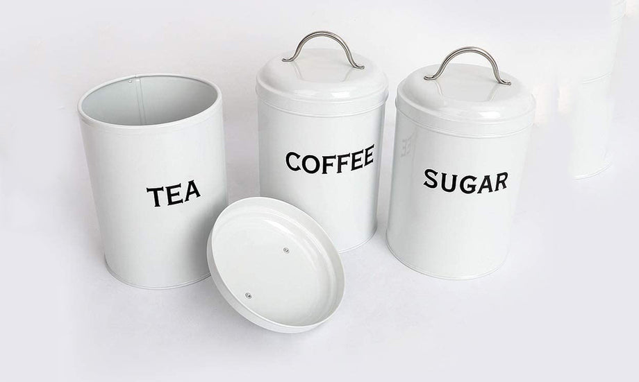 Iropro Set of 3 Airtight Tea Sugar and Coffee Storage Canister Jars