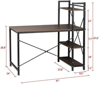 Dripex Computer Desk with 4 Tier Shelves