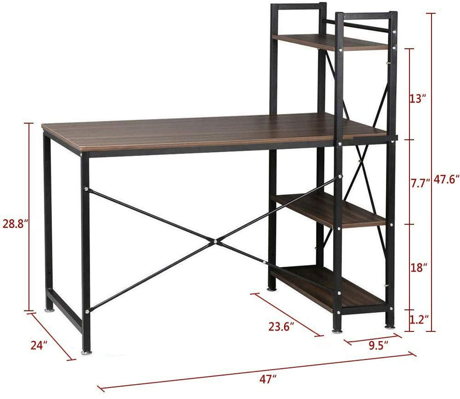 Dripex Computer Desk with 4 Tier Shelves