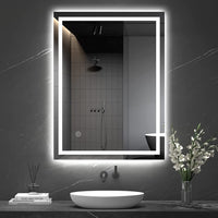 Dripex Bathroom Mirror with LED Lights, 600*800 MM Illuminated Bathroom Mirror Wall Mounted Vanity Mirror, Bathroom Light Mirror with Demister Pad, Horizontal/Vertical