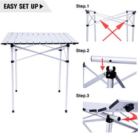 Camping Roll up Aluminum 27.5" Square Folding Table