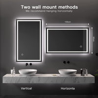 Dripex Bathroom Mirror with LED Lights, 1000*600 MM Illuminated Bathroom Mirror Wall Mounted Vanity Mirror, Bathroom Light Mirror with Demister Pad, Horizontal/Vertical