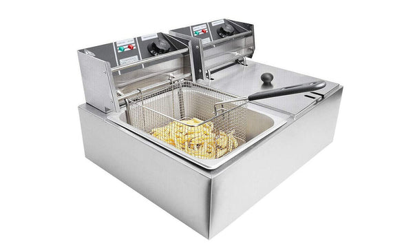 iropro 20L Stainless Steel Deep Fat Fryer 2500W with Dual Cover, Easy Clean and Adjustable Temperature Control